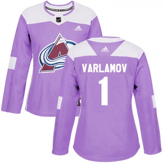 Womens Adidas Colorado Avalanche 1 Semyon Varlamov Authentic Purple Fights Cancer Practice NHL Jersey Womens Adidas Colorado Avalanche 1 Semyon Varlamov Authentic Purple Fights Cancer Practice NHL Jersey
