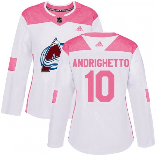 Womens Adidas Colorado Avalanche 10 Sven Andrighetto Authentic WhitePink Fashion NHL Jersey Womens Adidas Colorado Avalanche 10 Sven Andrighetto Authentic WhitePink Fashion NHL Jersey