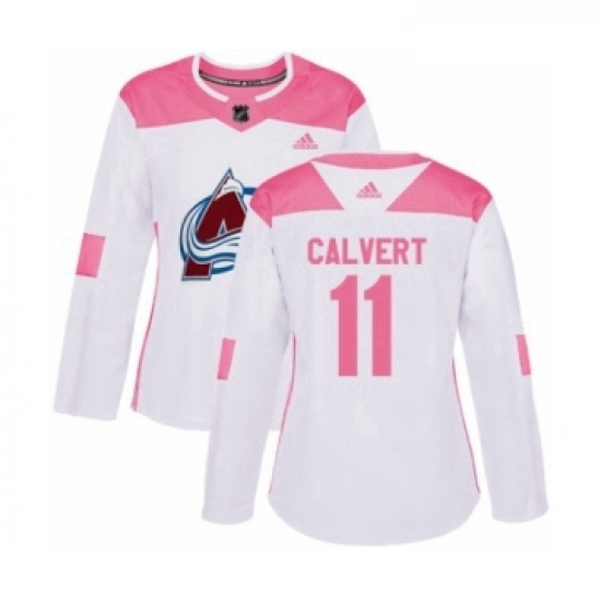 Womens Adidas Colorado Avalanche 11 Matt Calvert Authentic White Pink Fashion NHL Jersey Womens Adidas Colorado Avalanche 11 Matt Calvert Authentic White Pink Fashion NHL Jersey