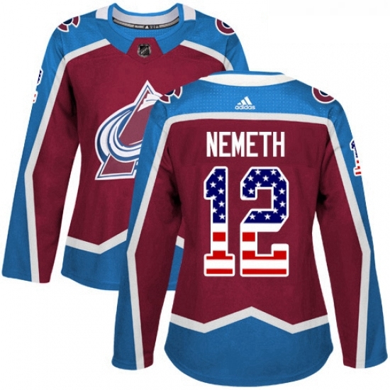 Womens Adidas Colorado Avalanche 12 Patrik Nemeth Authentic Burgundy Red USA Flag Fashion NHL Jersey Womens Adidas Colorado Avalanche 12 Patrik Nemeth Authentic Burgundy Red USA Flag Fashion NHL Jersey