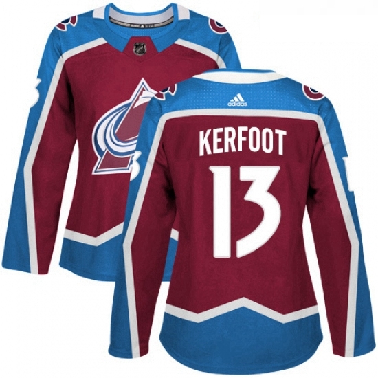 Womens Adidas Colorado Avalanche 13 Alexander Kerfoot Authentic Burgundy Red Home NHL Jersey Womens Adidas Colorado Avalanche 13 Alexander Kerfoot Authentic Burgundy Red Home NHL Jersey
