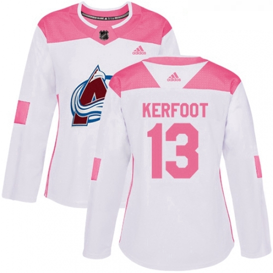 Womens Adidas Colorado Avalanche 13 Alexander Kerfoot Authentic WhitePink Fashion NHL Jersey Womens Adidas Colorado Avalanche 13 Alexander Kerfoot Authentic WhitePink Fashion NHL Jersey