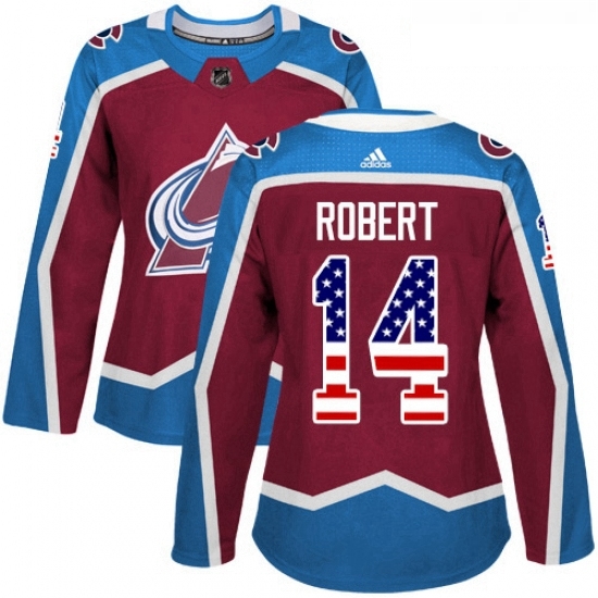 Womens Adidas Colorado Avalanche 14 Rene Robert Authentic Burgundy Red USA Flag Fashion NHL Jersey Womens Adidas Colorado Avalanche 14 Rene Robert Authentic Burgundy Red USA Flag Fashion NHL Jersey