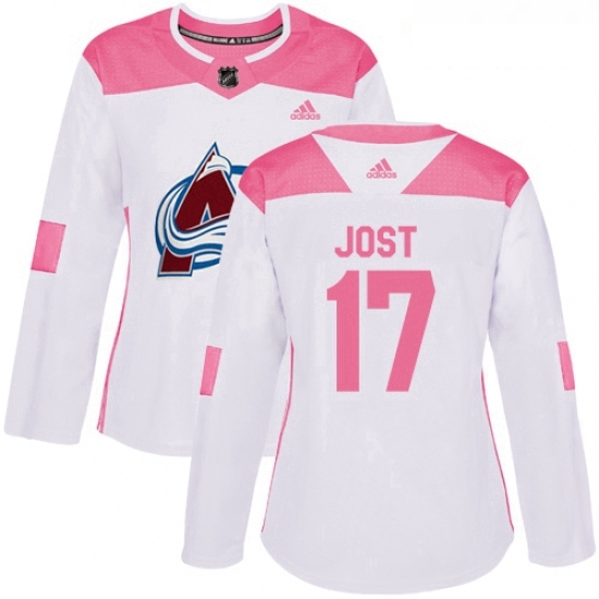 Womens Adidas Colorado Avalanche 17 Tyson Jost Authentic WhitePink Fashion NHL Jersey Womens Adidas Colorado Avalanche 17 Tyson Jost Authentic WhitePink Fashion NHL Jersey