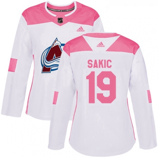 Womens Adidas Colorado Avalanche 19 Joe Sakic Authentic WhitePink Fashion NHL Jersey Womens Adidas Colorado Avalanche 19 Joe Sakic Authentic WhitePink Fashion NHL Jersey