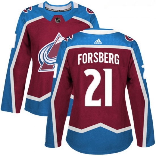 Womens Adidas Colorado Avalanche 21 Peter Forsberg Authentic Burgundy Red Home NHL Jersey Womens Adidas Colorado Avalanche 21 Peter Forsberg Authentic Burgundy Red Home NHL Jersey