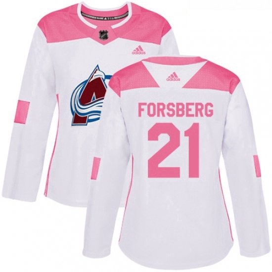Womens Adidas Colorado Avalanche 21 Peter Forsberg Authentic WhitePink Fashion NHL Jersey Womens Adidas Colorado Avalanche 21 Peter Forsberg Authentic WhitePink Fashion NHL Jersey