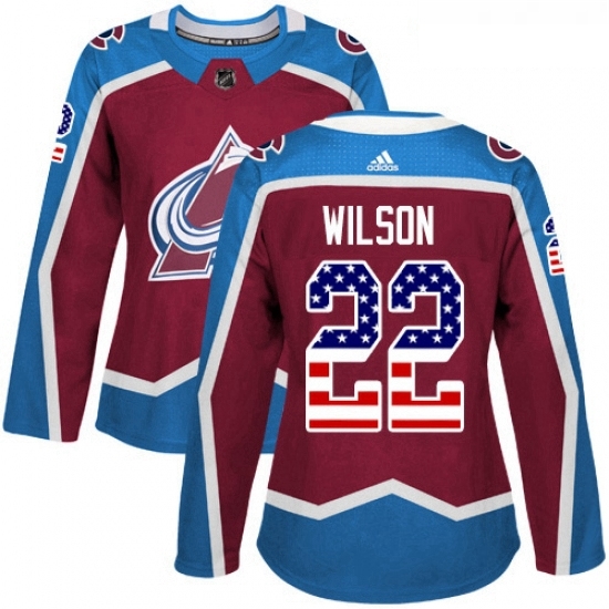 Womens Adidas Colorado Avalanche 22 Colin Wilson Authentic Burgundy Red USA Flag Fashion NHL Jersey Womens Adidas Colorado Avalanche 22 Colin Wilson Authentic Burgundy Red USA Flag Fashion NHL Jersey