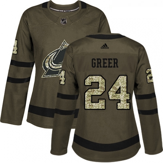 Womens Adidas Colorado Avalanche 24 AJ Greer Authentic Green Salute to Service NHL Jersey Womens Adidas Colorado Avalanche 24 AJ Greer Authentic Green Salute to Service NHL Jersey