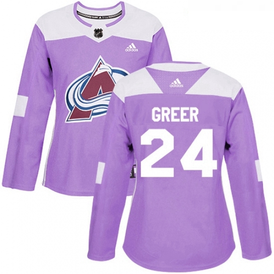 Womens Adidas Colorado Avalanche 24 AJ Greer Authentic Purple Fights Cancer Practice NHL Jersey Womens Adidas Colorado Avalanche 24 AJ Greer Authentic Purple Fights Cancer Practice NHL Jersey