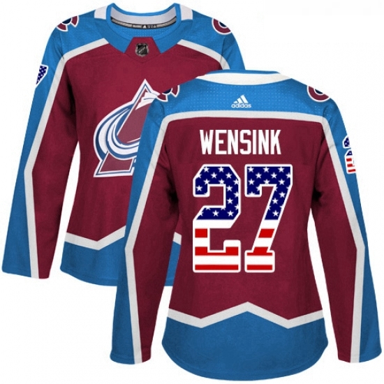 Womens Adidas Colorado Avalanche 27 John Wensink Authentic Burgundy Red USA Flag Fashion NHL Jersey Womens Adidas Colorado Avalanche 27 John Wensink Authentic Burgundy Red USA Flag Fashion NHL Jersey