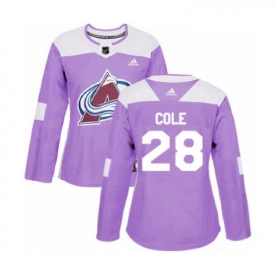 Womens Adidas Colorado Avalanche 28 Ian Cole Authentic Purple Fights Cancer Practice NHL Jersey Womens Adidas Colorado Avalanche 28 Ian Cole Authentic Purple Fights Cancer Practice NHL Jersey