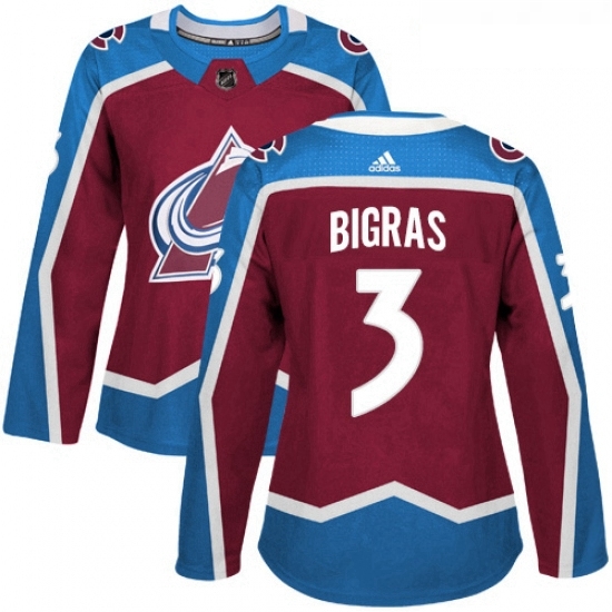 Womens Adidas Colorado Avalanche 3 Chris Bigras Premier Burgundy Red Home NHL Jersey Womens Adidas Colorado Avalanche 3 Chris Bigras Premier Burgundy Red Home NHL Jersey
