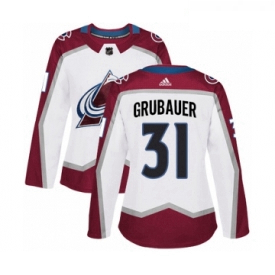 Womens Adidas Colorado Avalanche 31 Philipp Grubauer Authentic White Away NHL Jersey Womens Adidas Colorado Avalanche 31 Philipp Grubauer Authentic White Away NHL Jersey