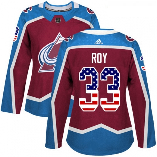 Womens Adidas Colorado Avalanche 33 Patrick Roy Authentic Burgundy Red USA Flag Fashion NHL Jersey Womens Adidas Colorado Avalanche 33 Patrick Roy Authentic Burgundy Red USA Flag Fashion NHL Jersey