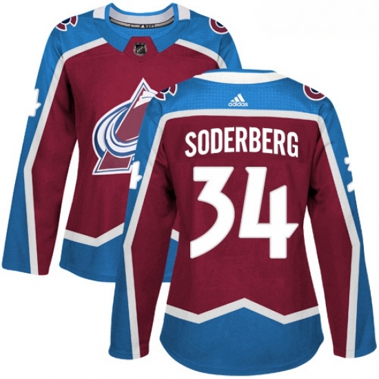 Womens Adidas Colorado Avalanche 34 Carl Soderberg Premier Burgundy Red Home NHL Jersey Womens Adidas Colorado Avalanche 34 Carl Soderberg Premier Burgundy Red Home NHL Jersey