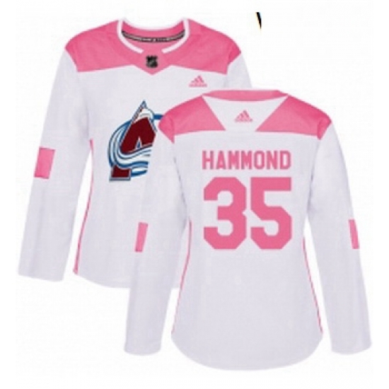 Womens Adidas Colorado Avalanche 35 Andrew Hammond Authentic White Pink Fashion NHL Jersey Womens Adidas Colorado Avalanche 35 Andrew Hammond Authentic White Pink Fashion NHL Jersey