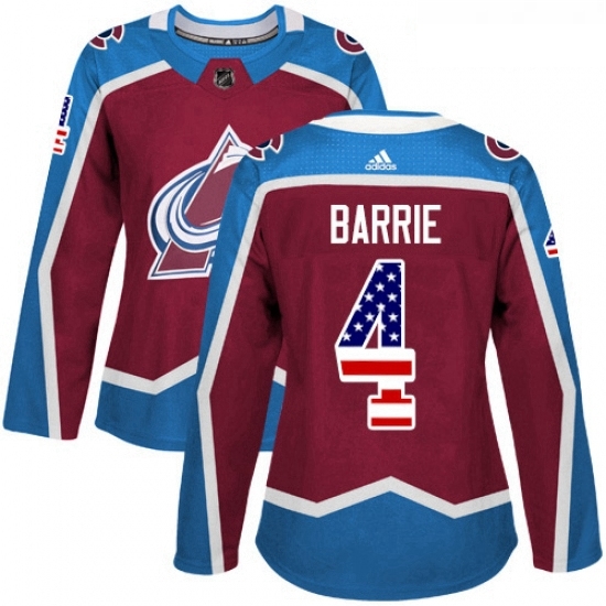 Womens Adidas Colorado Avalanche 4 Tyson Barrie Authentic Burgundy Red USA Flag Fashion NHL Jersey Womens Adidas Colorado Avalanche 4 Tyson Barrie Authentic Burgundy Red USA Flag Fashion NHL Jersey