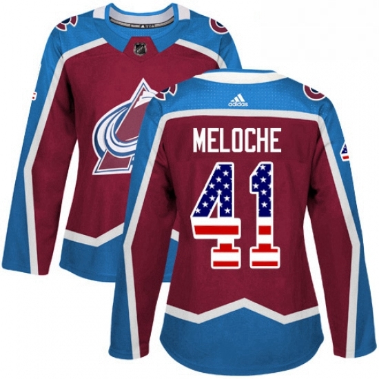 Womens Adidas Colorado Avalanche 41 Nicolas Meloche Authentic Burgundy Red USA Flag Fashion NHL Jersey Womens Adidas Colorado Avalanche 41 Nicolas Meloche Authentic Burgundy Red USA Flag Fashion NHL Jersey