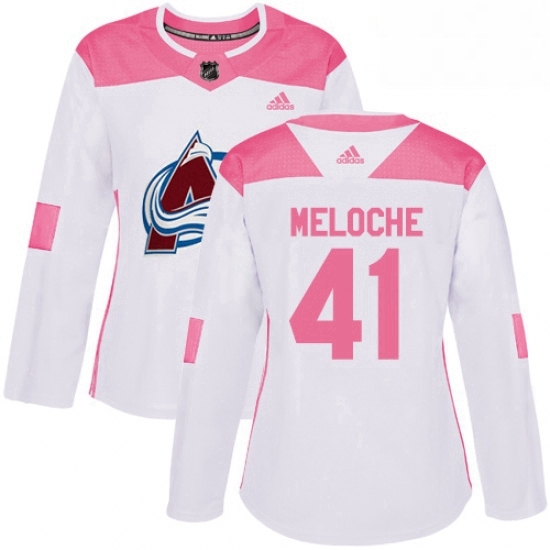 Womens Adidas Colorado Avalanche 41 Nicolas Meloche Authentic WhitePink Fashion NHL Jersey Womens Adidas Colorado Avalanche 41 Nicolas Meloche Authentic WhitePink Fashion NHL Jersey