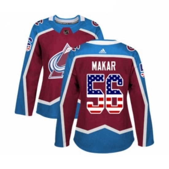 Womens Adidas Colorado Avalanche 56 Cale Makar Authentic Burgundy Red USA Flag Fashion NHL Jersey Womens Adidas Colorado Avalanche 56 Cale Makar Authentic Burgundy Red USA Flag Fashion NHL Jersey