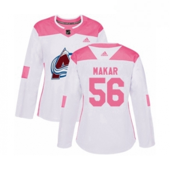 Womens Adidas Colorado Avalanche 56 Cale Makar Authentic White Pink Fashion NHL Jersey Womens Adidas Colorado Avalanche 56 Cale Makar Authentic White Pink Fashion NHL Jersey
