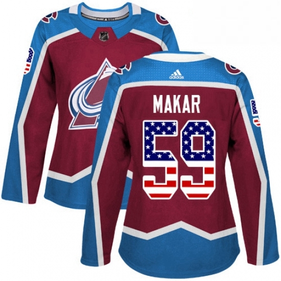 Womens Adidas Colorado Avalanche 59 Cale Makar Authentic Burgundy Red USA Flag Fashion NHL Jersey Womens Adidas Colorado Avalanche 59 Cale Makar Authentic Burgundy Red USA Flag Fashion NHL Jersey
