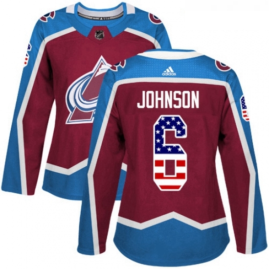 Womens Adidas Colorado Avalanche 6 Erik Johnson Authentic Burgundy Red USA Flag Fashion NHL Jersey Womens Adidas Colorado Avalanche 6 Erik Johnson Authentic Burgundy Red USA Flag Fashion NHL Jersey
