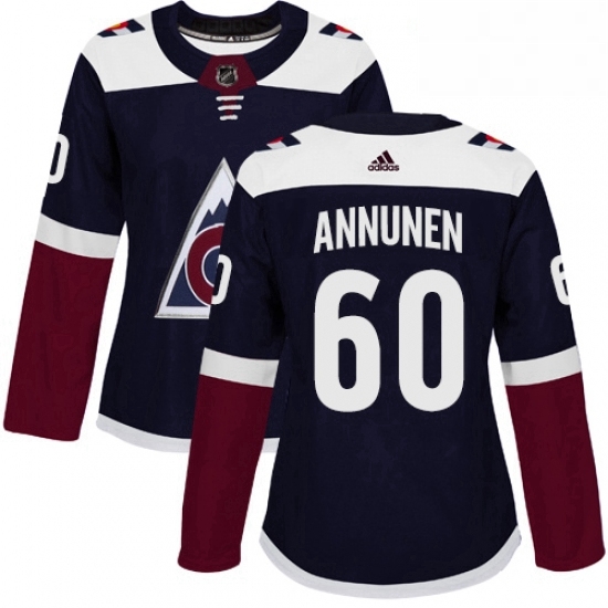 Womens Adidas Colorado Avalanche 60 Justus Annunen Authentic Navy Blue Alternate NHL Jerse Womens Adidas Colorado Avalanche 60 Justus Annunen Authentic Navy Blue Alternate NHL Jerse