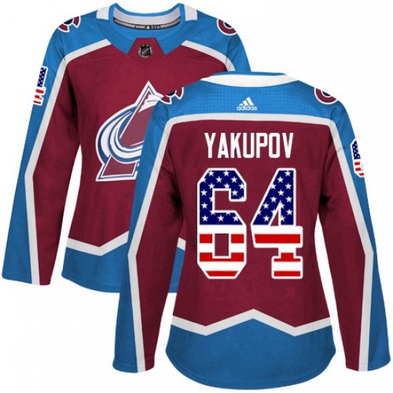 Womens Adidas Colorado Avalanche 64 Nail Yakupov Authentic Burgundy Red USA Flag Fashion NHL Jersey Womens Adidas Colorado Avalanche 64 Nail Yakupov Authentic Burgundy Red USA Flag Fashion NHL Jersey