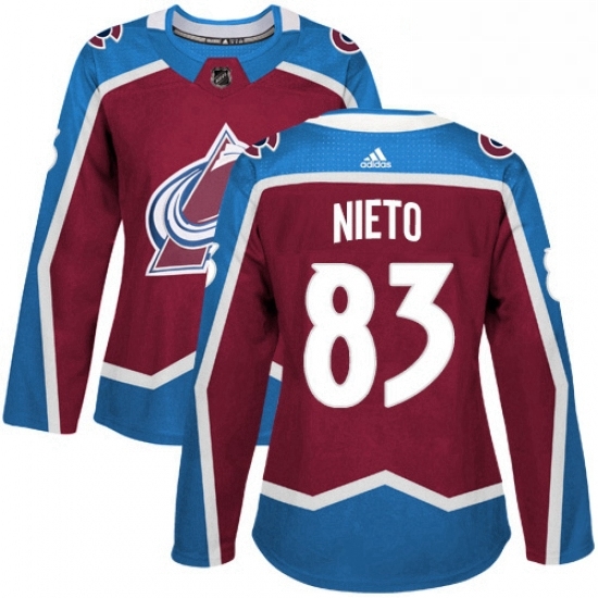 Womens Adidas Colorado Avalanche 83 Matt Nieto Authentic Burgundy Red Home NHL Jersey Womens Adidas Colorado Avalanche 83 Matt Nieto Authentic Burgundy Red Home NHL Jersey