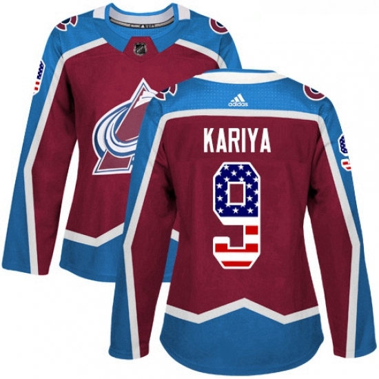 Womens Adidas Colorado Avalanche 9 Paul Kariya Authentic Burgundy Red USA Flag Fashion NHL Jersey Womens Adidas Colorado Avalanche 9 Paul Kariya Authentic Burgundy Red USA Flag Fashion NHL Jersey