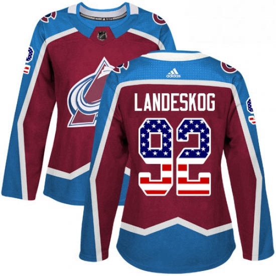 Womens Adidas Colorado Avalanche 92 Gabriel Landeskog Authentic Burgundy Red USA Flag Fashion NHL Jersey Womens Adidas Colorado Avalanche 92 Gabriel Landeskog Authentic Burgundy Red USA Flag Fashion NHL Jersey