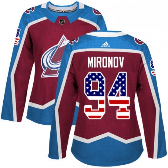 Womens Adidas Colorado Avalanche 94 Andrei Mironov Authentic Burgundy Red USA Flag Fashion NHL Jersey Womens Adidas Colorado Avalanche 94 Andrei Mironov Authentic Burgundy Red USA Flag Fashion NHL Jersey