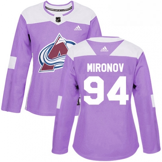 Womens Adidas Colorado Avalanche 94 Andrei Mironov Authentic Purple Fights Cancer Practice NHL Jersey Womens Adidas Colorado Avalanche 94 Andrei Mironov Authentic Purple Fights Cancer Practice NHL Jersey