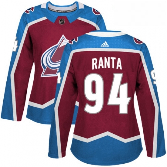 Womens Adidas Colorado Avalanche 94 Sampo Ranta Authentic Burgundy Red Home NHL Jersey Womens Adidas Colorado Avalanche 94 Sampo Ranta Authentic Burgundy Red Home NHL Jersey