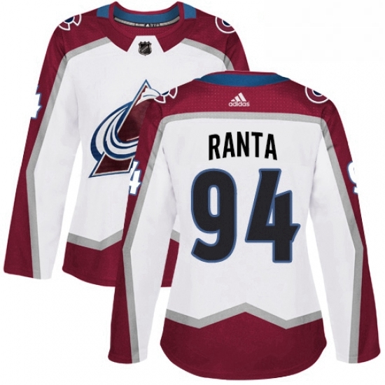 Womens Adidas Colorado Avalanche 94 Sampo Ranta Authentic White Away NHL Jersey Womens Adidas Colorado Avalanche 94 Sampo Ranta Authentic White Away NHL Jersey