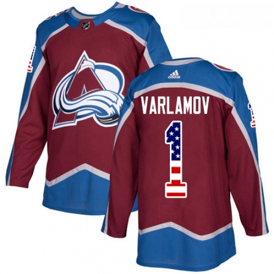 Youth Adidas Colorado Avalanche 1 Semyon Varlamov Authentic Burgundy Red USA Flag Fashion NHL Jersey Youth Adidas Colorado Avalanche 1 Semyon Varlamov Authentic Burgundy Red USA Flag Fashion NHL Jersey