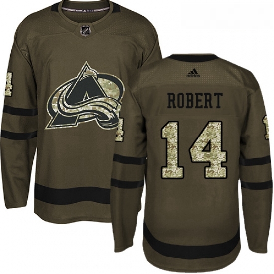 Youth Adidas Colorado Avalanche 14 Rene Robert Authentic Green Salute to Service NHL Jersey 