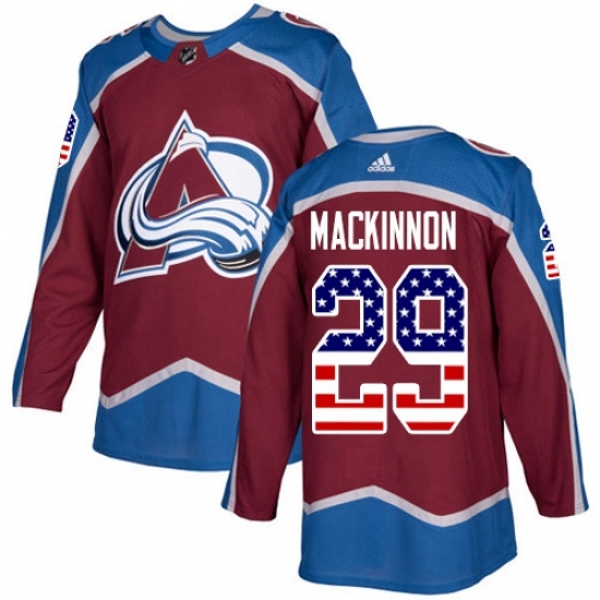 Youth Adidas Colorado Avalanche 29 Nathan MacKinnon Authentic Burgundy Red USA Flag Fashion NHL Jersey Youth Adidas Colorado Avalanche 29 Nathan MacKinnon Authentic Burgundy Red USA Flag Fashion NHL Jersey