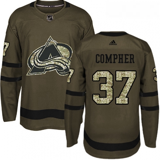 Youth Adidas Colorado Avalanche 37 JT Compher Premier Green Salute to Service NHL Jersey Youth Adidas Colorado Avalanche 37 JT Compher Premier Green Salute to Service NHL Jersey