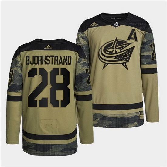 Men Columbus Blue Jackets 28 Oliver Bjorkstrand 2022 Camo Military Appreciation Night Stitched jersey Men Columbus Blue Jackets 28 Oliver Bjorkstrand 2022 Camo Military Appreciation Night Stitched jersey