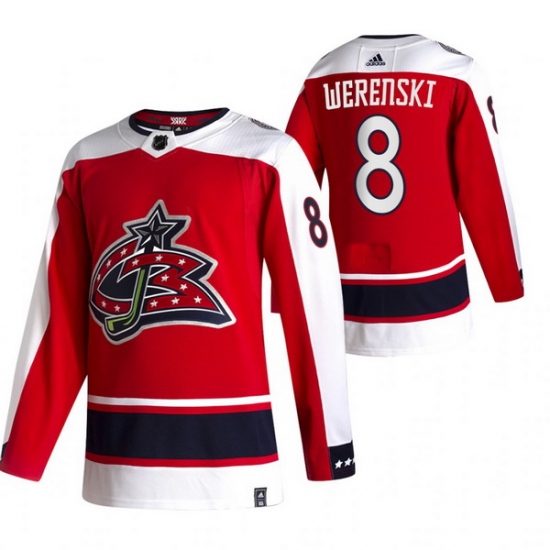 Men Columbus Blue Jackets 8 Zach Werenski Red Adidas 2020 21 Reverse Retro Alternate NHL Jersey Men Columbus Blue Jackets 8 Zach Werenski Red Adidas 2020 21 Reverse Retro Alternate NHL Jersey