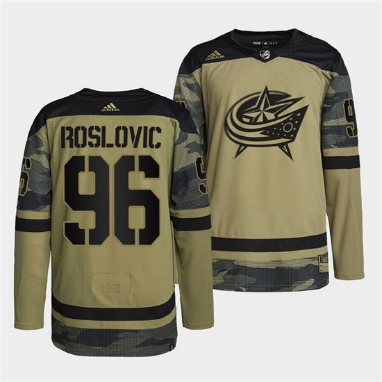 Men Columbus Blue Jackets 96 Jack Roslovic 2022 Camo Military Appreciation Night Stitched jersey Men Columbus Blue Jackets 96 Jack Roslovic 2022 Camo Military Appreciation Night Stitched jersey