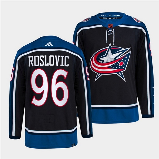 Men Columbus Blue Jackets 96 Jack Roslovic Navy 2022 Reverse Retro Stitched Jersey Men Columbus Blue Jackets 96 Jack Roslovic Navy 2022 Reverse Retro Stitched Jersey