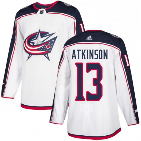 Mens Adidas Columbus Blue Jackets 13 Cam Atkinson White Road Authentic Stitched NHL Jersey Mens Adidas Columbus Blue Jackets 13 Cam Atkinson White Road Authentic Stitched NHL Jersey