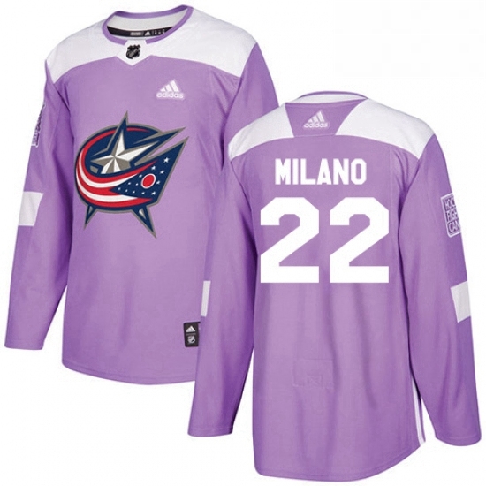 Mens Adidas Columbus Blue Jackets 22 Sonny Milano Authentic Purple Fights Cancer Practice NHL Jersey Mens Adidas Columbus Blue Jackets 22 Sonny Milano Authentic Purple Fights Cancer Practice NHL Jersey
