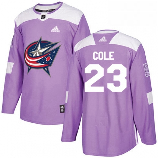 Mens Adidas Columbus Blue Jackets 23 Ian Cole Authentic Purple Fights Cancer Practice NHL Jersey Mens Adidas Columbus Blue Jackets 23 Ian Cole Authentic Purple Fights Cancer Practice NHL Jersey
