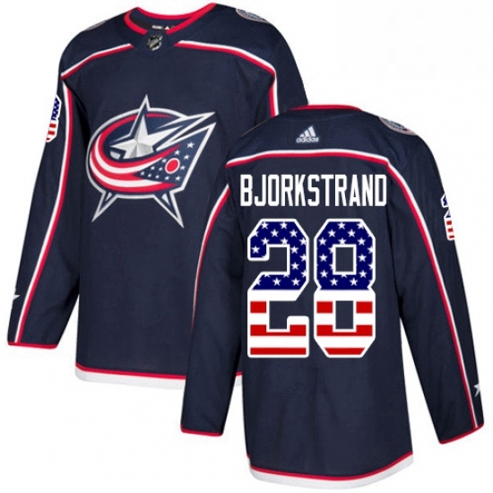 Mens Adidas Columbus Blue Jackets 28 Oliver Bjorkstrand Authentic Navy Blue USA Flag Fashion NHL Jersey Mens Adidas Columbus Blue Jackets 28 Oliver Bjorkstrand Authentic Navy Blue USA Flag Fashion NHL Jersey