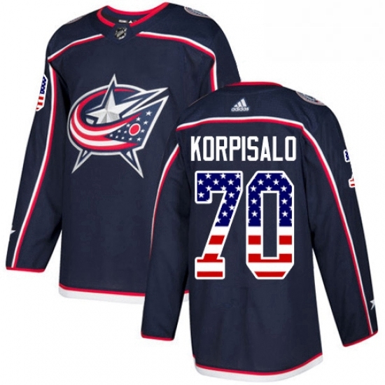 Mens Adidas Columbus Blue Jackets 70 Joonas Korpisalo Authentic Navy Blue USA Flag Fashion NHL Jersey Mens Adidas Columbus Blue Jackets 70 Joonas Korpisalo Authentic Navy Blue USA Flag Fashion NHL Jersey